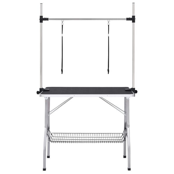 vidaXL Регулируема маса за груминг на кучета с 2 каишки и кошница