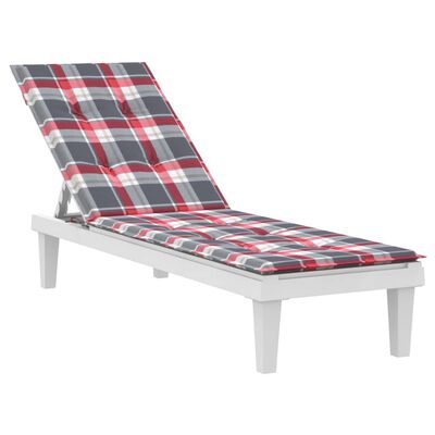 vidaXL Възглавница за стол шезлонг червено каре (75+105)x50x3 см