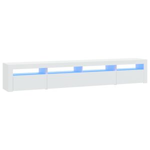 vidaXL ТВ шкаф с LED осветление, бял, 240x35x40 см