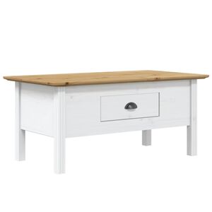 vidaXL Маса за кафе BODO, бяло и кафяво, 100x55x46 см, бор масив