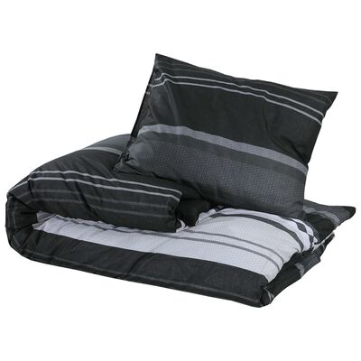 vidaXL Комплект спално бельо, черно и бяло, 240x220 см, памук