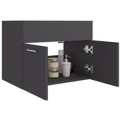 vidaXL Долен шкаф за мивка, сив, 60x38,5x46 см, ПДЧ