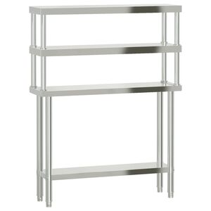 vidaXL Кухненска работна маса с рафт 110x30x150 см неръждаема стомана
