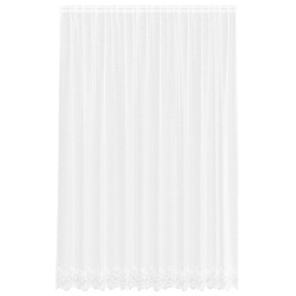 vidaXL Перде от дантела С завеси Флорален Бяло 280 x 300 см Полиестер