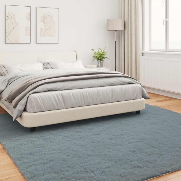 vidaXL Килим с изкуствена заешка козина Olite Антрацит 240 x 240 cm