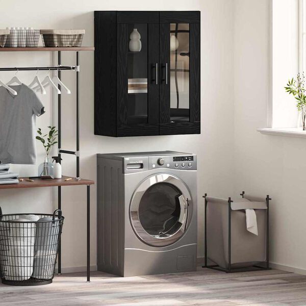 vidaXL Стенен шкаф Черен дъб 69.5 x 34 x 90 см Инженерно дърво