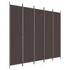 vidaXL Параван за стая, 5 панела, кафяв, 250x220 см, плат