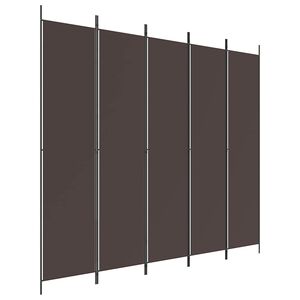 vidaXL Параван за стая, 5 панела, кафяв, 250x220 см, плат