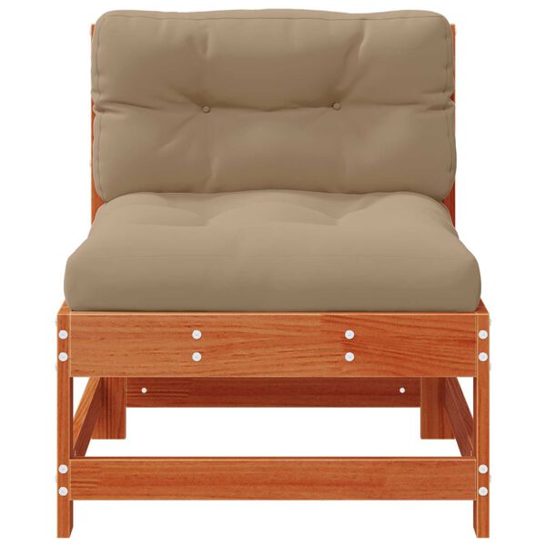 vidaXL Градинен среден диван Масивна боровина Восъчен Кафяв