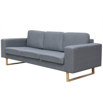 vidaXL 3-местен диван, текстил, светлосив