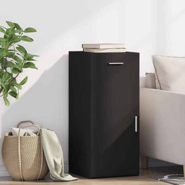 vidaXL Сайдборд, черен, 40x42,5x93 см, инженерно дърво