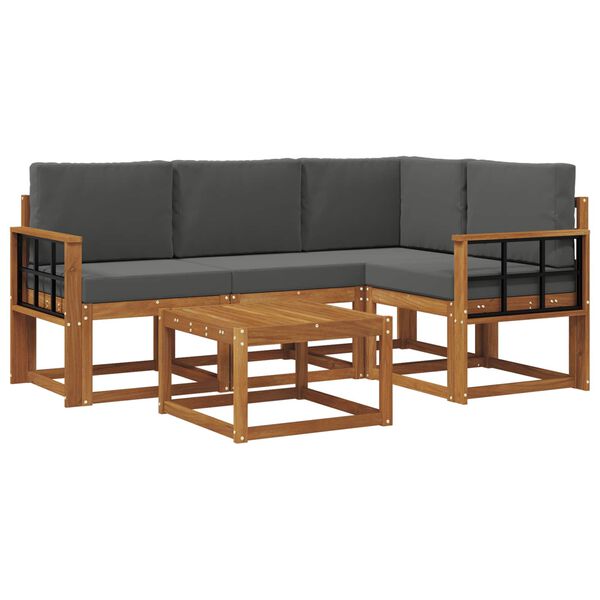 vidaXL Комплект дивани за открито 5 pcs Натурален и Антрацит