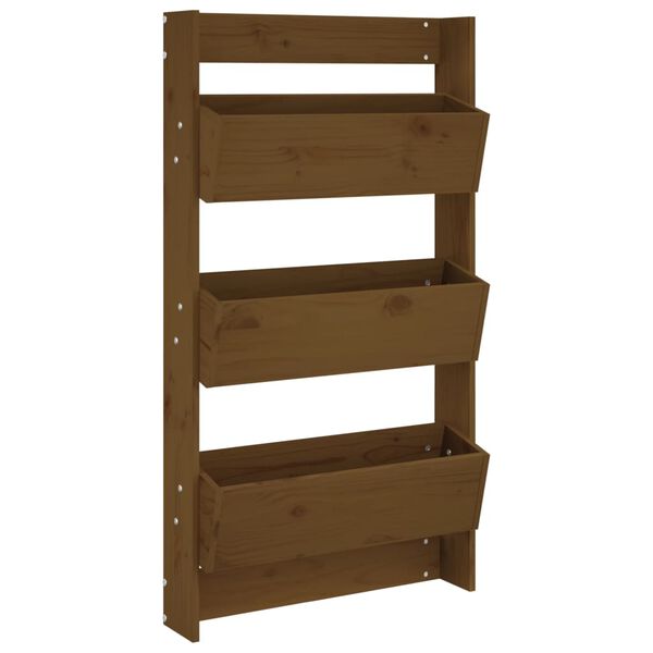 vidaXL Стенни кашпи 3 нива 60x18,5x110 см меденокафяви бор масив