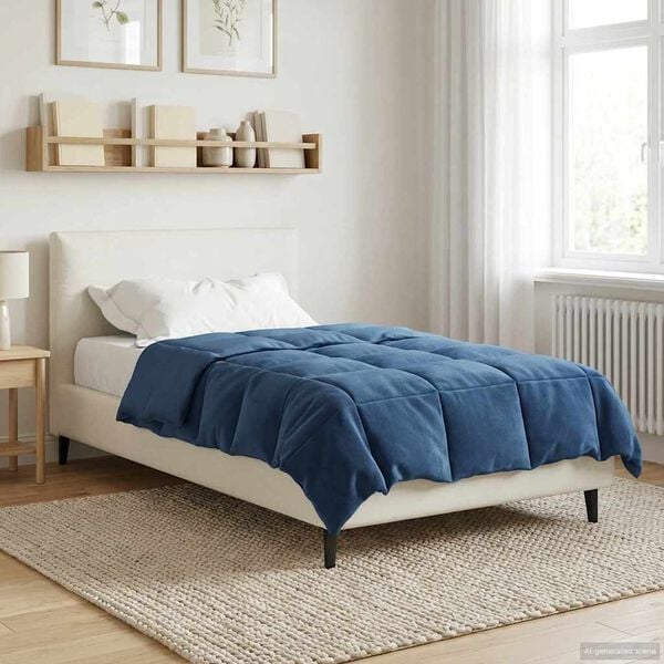 vidaXL Пълно годишно юрганче Тъмен син 135 x 200 cm Микрофибър