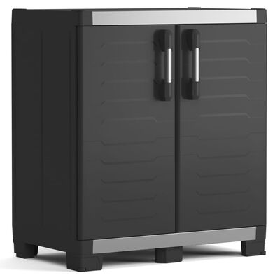 Keter Нисък шкаф за съхранение Garage XL, черно и сребристо, 99 см