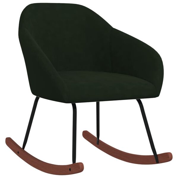 vidaXL Люлеещ се стол, тъмнозелен, текстил