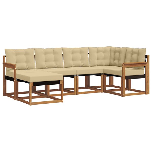 vidaXL Комплект дивани за открито 6 pcs Натурален и Бежов