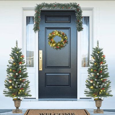 vidaXL Коледна украса за врата от 4 части PVC