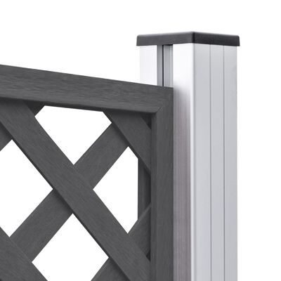 vidaXL Комплект WPC ограда, 2 квадратни пана, 353x185 см, сив