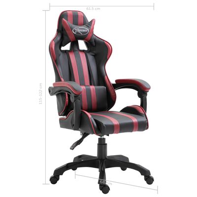 vidaXL Геймърски стол, виненочервено, изкуствена кожа