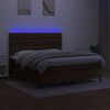 vidaXL Боксспринг легло с матрак и LED, тъмнокафяво, 180x200 см, плат
