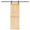 vidaXL Плъзгаща врата с монтажни части, 70x210 см, борово дърво масив