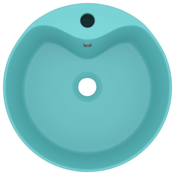 vidaXL Луксозна мивка с преливник светлозелен мат 36x13см керамика