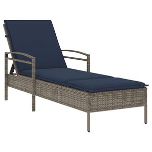 vidaXL | Шезлонг | с възглавница 1-човек Сив 63 x 200 x 81 см полиратан