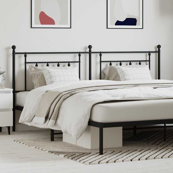 vidaXL Метална табла за глава, черна, 200 см