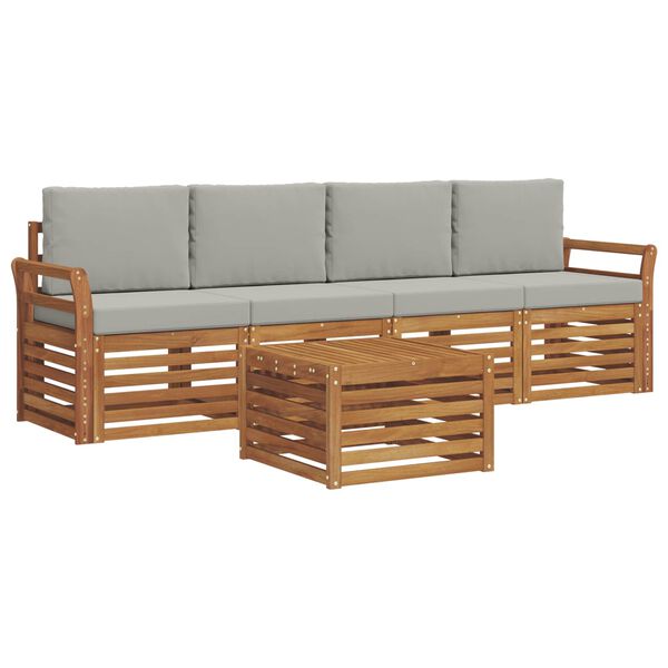 vidaXL Комплекти дивани с възглавница 5 pcs Естествено и светло сиво