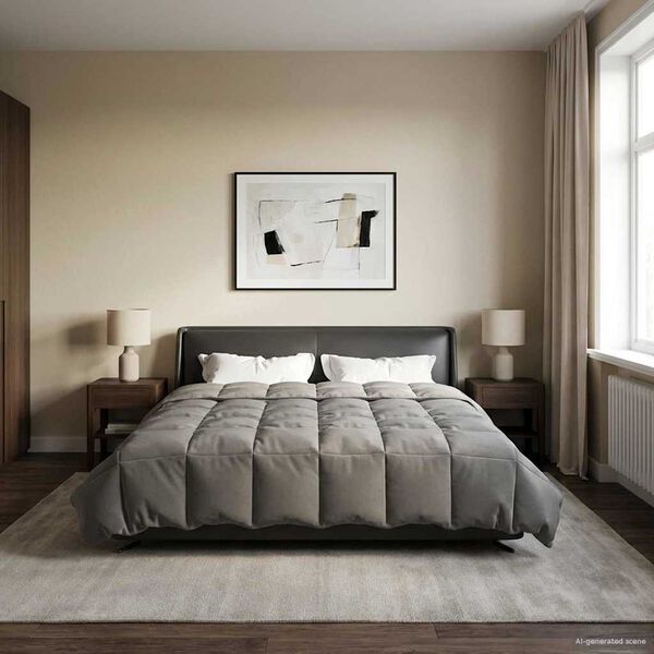 vidaXL Пълно годишно юрганче Светлосиво 200 x 200 cm Микрофибър