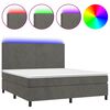 vidaXL Боксспринг легло с матрак и LED, тъмносиво, 160x200 см, кадифе