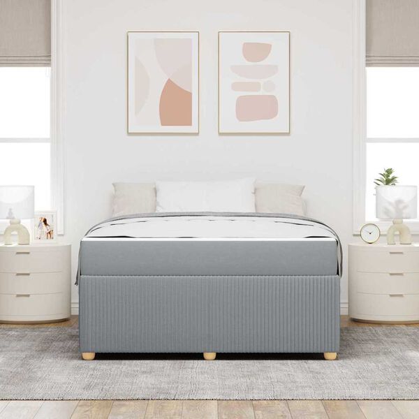 vidaXL Рамка за легло с матрак Светлосиво 140 x 200 cm текстил