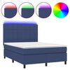 vidaXL Боксспринг легло с матрак и LED, синьо, 140x190 см, плат