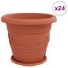 vidaXL Саксии за растения 24 pcs Червено тухла &Oslash; 39 x 32 см Пластмаса