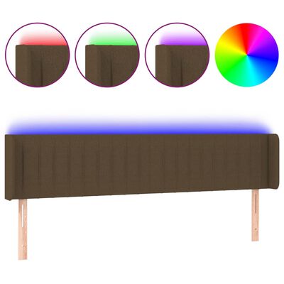 vidaXL LED Горна табла за легло, тъмнокафява, 163x16x78/88 см, плат