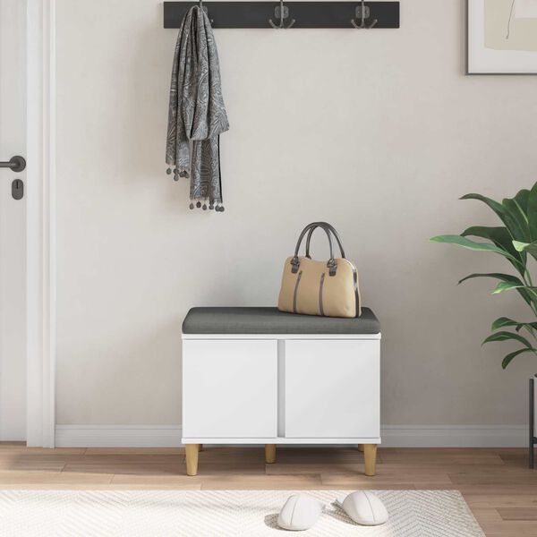 vidaXL Пейка за коридор Бял 60 x 38 x 46 см Композитно дърво и текстил