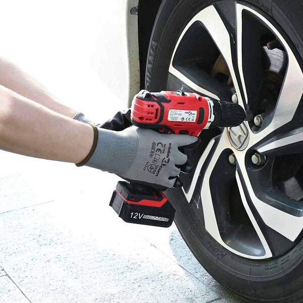 vidaXL Работни ръкавици 12 pcs Сив и черен 9 / l Полиестер