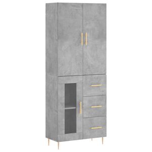 vidaXL Висок шкаф, бетонно сив, 69,5x34x180 см, инженерно дърво