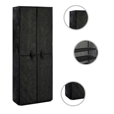 vidaXL Шкаф за обувки, черен, 60x30x166 см, плат
