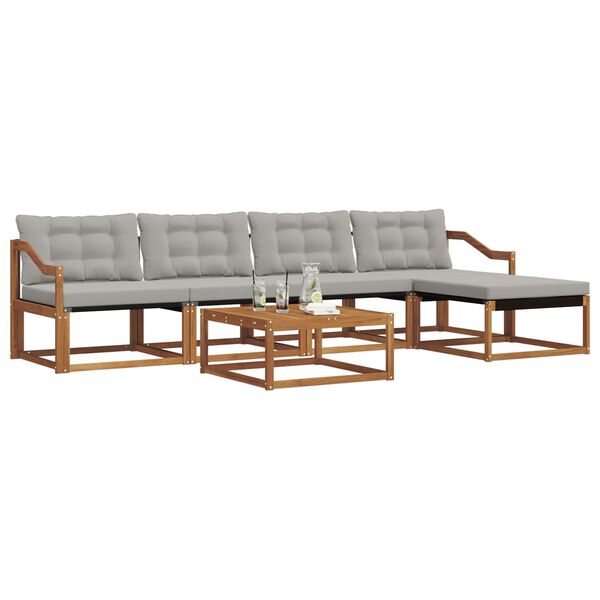 vidaXL Комплект дивани за открито 6 pcs Естествено и светло сиво