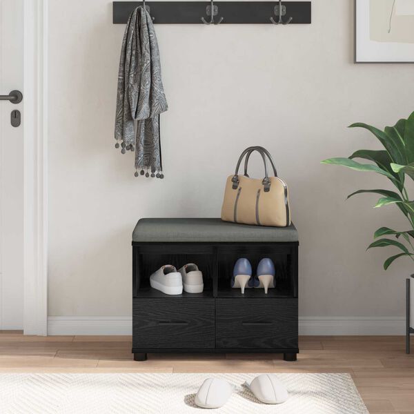 vidaXL Пейка за коридор с възглавница Черния дъб 60 x 38 x 46 см