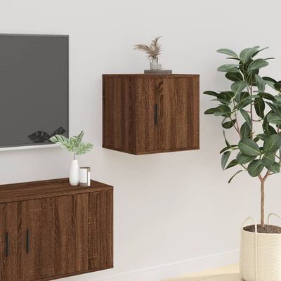 vidaXL ТВ шкафове със стенен монтаж, 2 бр, кафяв дъб, 40x34,5x40 см