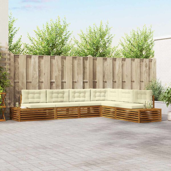 vidaXL Комплект дивани за открито 6 Брой Натурален и Крема