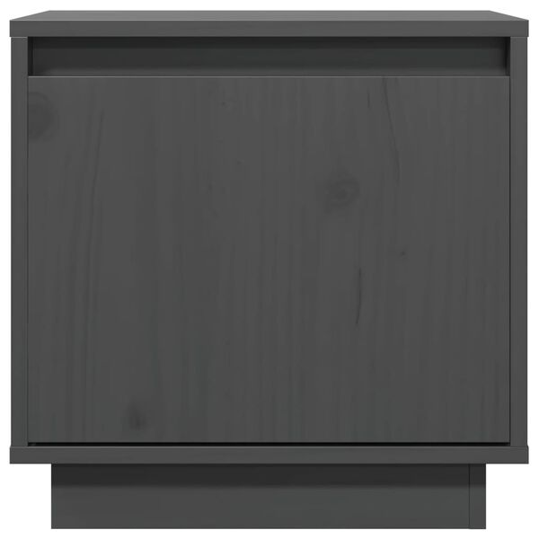 vidaXL Нощно шкафче, сиво, 40x30x40 см, борово дърво масив