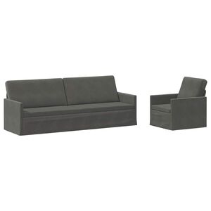 vidaXL Комплект дивани 2 pcs Тъмносиво Кордюрова тъкан