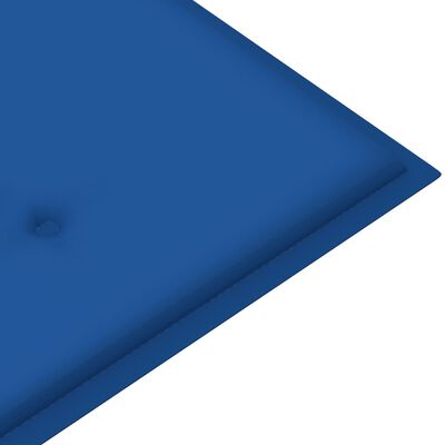 vidaXL Пейка Батавия с кралско синьо възглавница, 150 см, тик масив