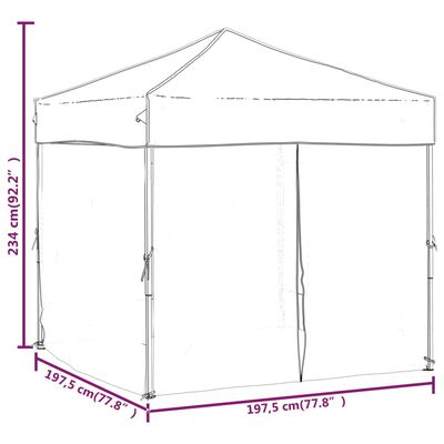vidaXL Сгъваема парти палатка със странични стени, антрацит, 2x2 м