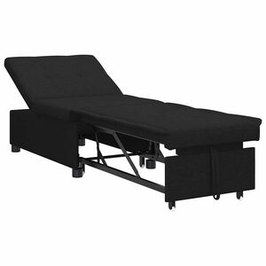 vidaXL Разтегателен диван с матрак Черен 194 x 50 x 82 см текстил