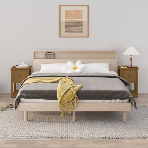 vidaXL Нощни шкафчета, 2 бр, меденокафяви, 40x35x61,5 см, бор масив